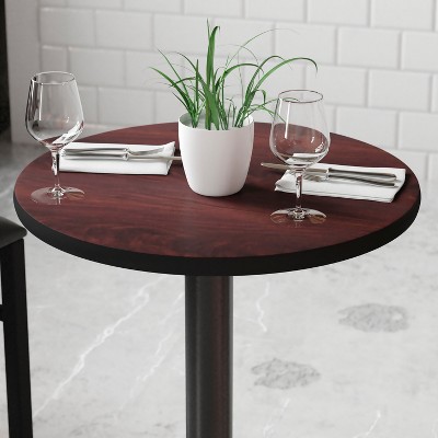 Mahogany and Black 24'' Round Laminate Table Top Set