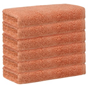 Unique Bargains Hotel Spa Bathroom Highly Absorbent Quick Drying Solid Cotton Washcloths 6 Packs - 1 of 4