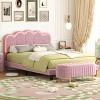 NicBex Twin/Full Wood Platform Bed Frame with Elegant Shell-Shaped Headboard,Velvet Upholstered Bed Frame with LED Lights,Easy Assembly,Pink - 2 of 4