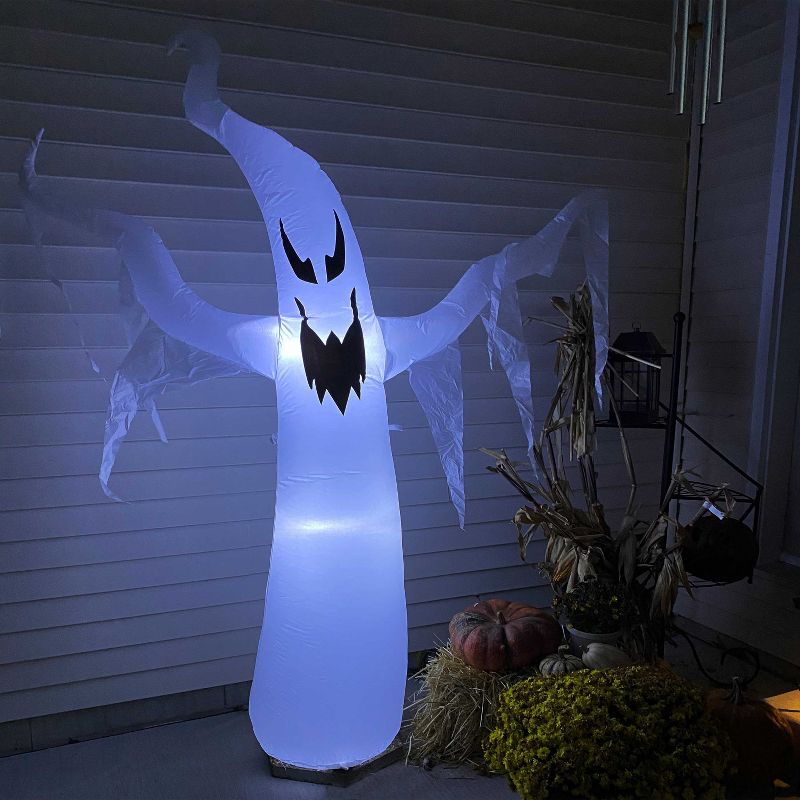 Sunnydaze 7 Foot Self Inflatable Blow Up Diabolical Ghost Outdoor Holiday Halloween Lawn Decoration with LED Lights, 1 of 10