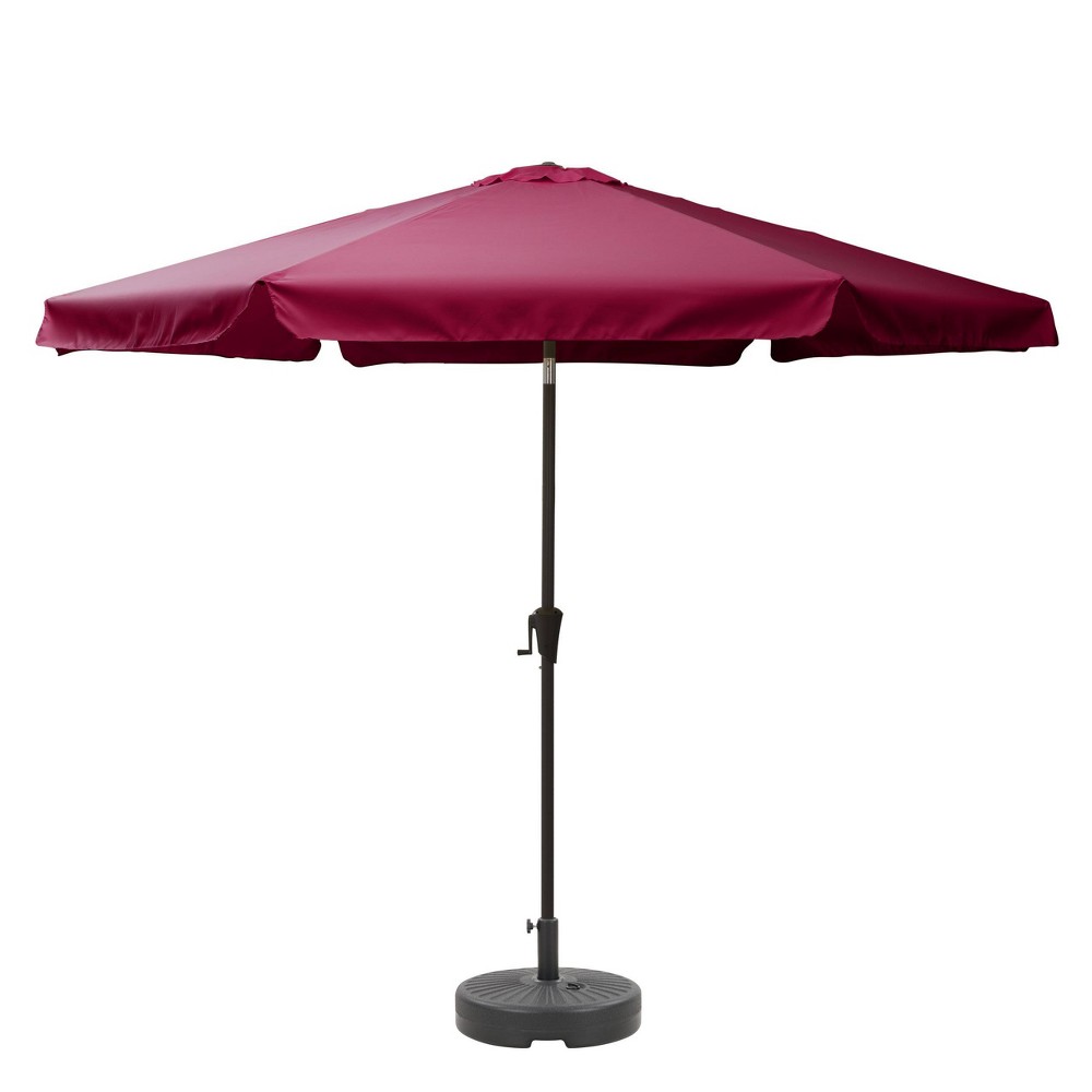 Photos - Parasol CorLiving 10' x 10' Tilting Market Patio Umbrella with Base Wine Red  