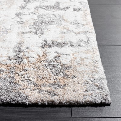 Beige and Grey Abstract Distressed Area Rug, 2'7" x 5'