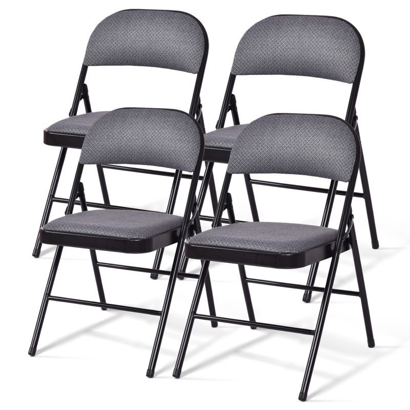 Tangkula Fabric Padded Folding Chair Portable Dining Chairs Pack of 4, 1 of 10