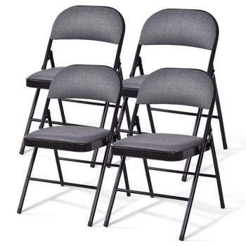 Tangkula Fabric Padded Folding Chair Portable Dining Chairs Pack of 4