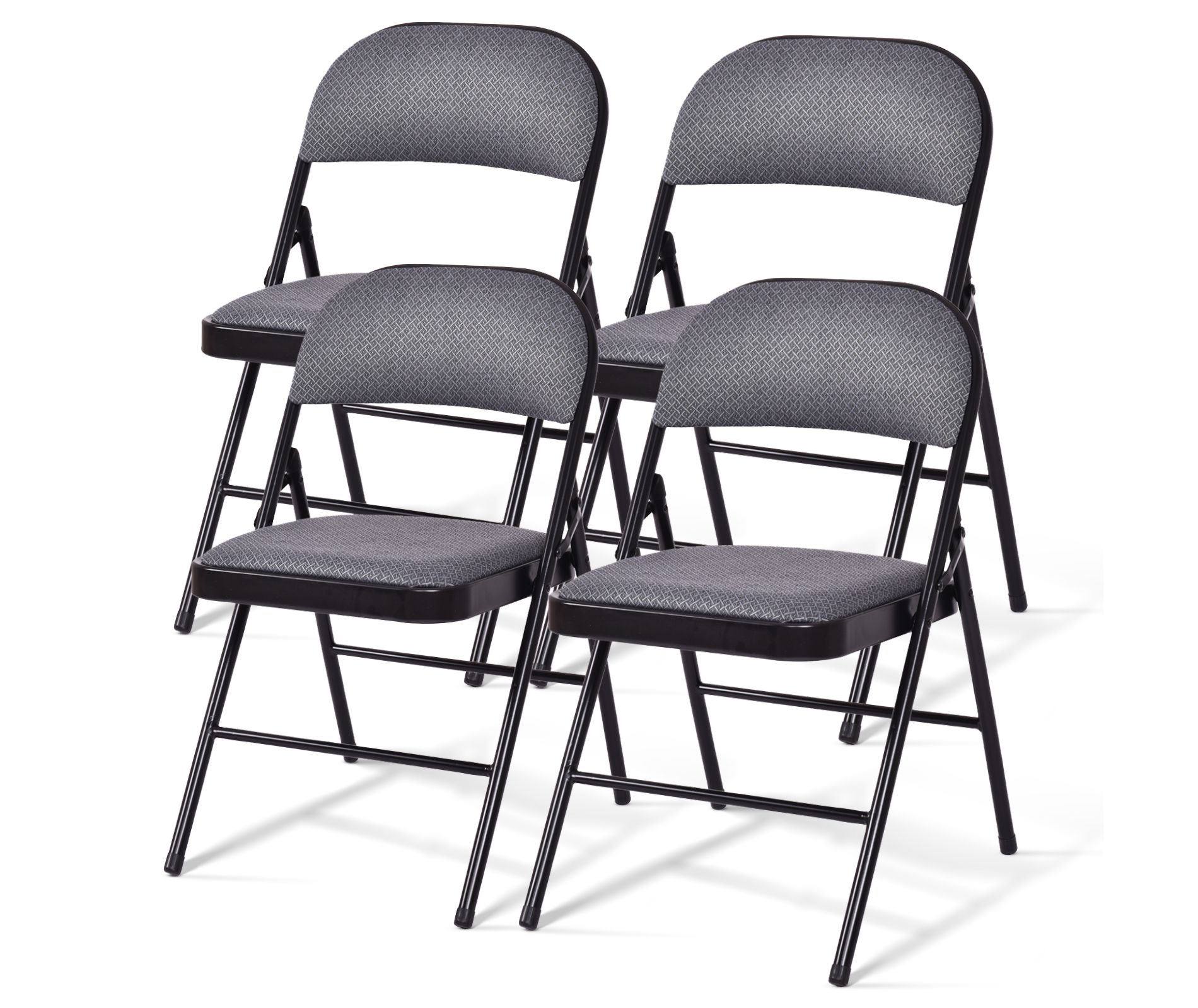 Tangkula Fabric Padded Folding Chair Portable Dining Chairs Pack of 4