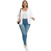 Women's Plus Size V-Neck Cardigan Casual 3/4 Sleeve Knit Button Down Open Front Sweater - 4 of 4