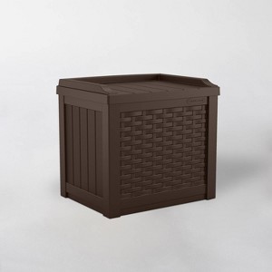 22gal Java Resin Wicker Front Storage Seat Brown - Suncast - 1 of 4