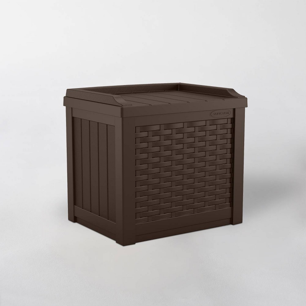 Photos - Garden Furniture Suncast 22gal Java Resin Wicker Front Storage Seat Brown  