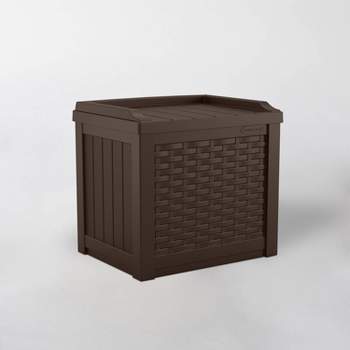 22gal Java Resin Wicker Front Storage Seat Brown - Suncast