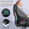 KERDOM Heavy Duty Executive Desk Chair with Adjustable Lumbar Support, Comfy Padded Cushion, Black - 3 of 4
