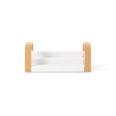 White and Natural Wood 3-Tier Revolving Spice Shelf