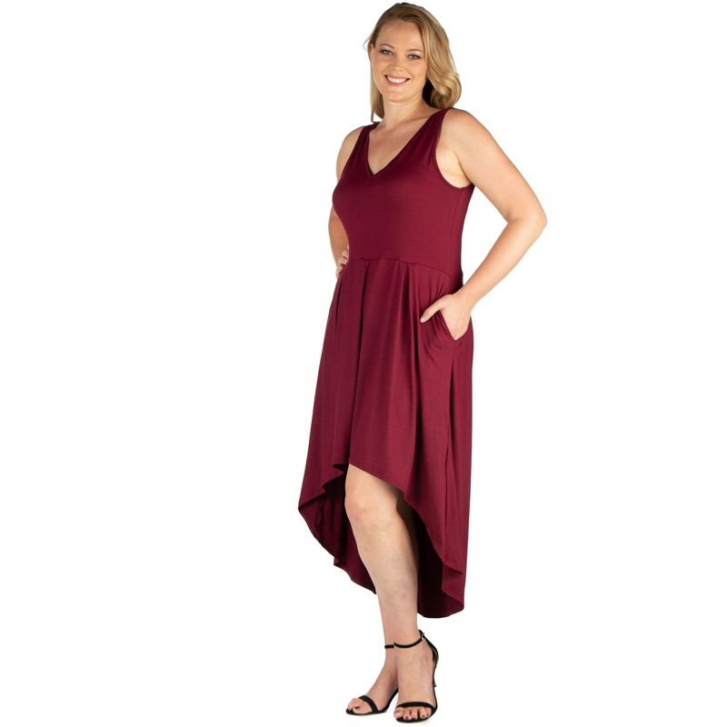 24seven Comfort Apparel High Low Plus Size Party Dress with Pockets, 2 of 5