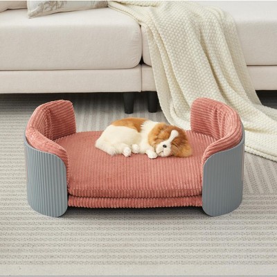 LAOTIES Scandinavian Style Elevated Cat Bed,Breathable Pet Couch With Removable Washable Mattress