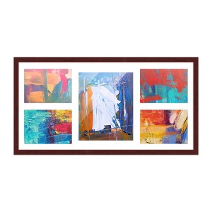 PosterPalooza | Brown Finish Collage Frame - White Mat, 20 Frame Sizes to Choose From, UV Acrylic - 1 of 4