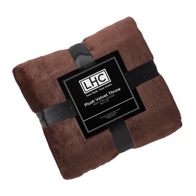 Oversized Mocha Brown Velvet Polyester Throw Blanket
