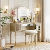 43in Yami Bedroom Vanity Table Makeup Dresser Desk with Mirrored Drawers and Stool-Maison Boucle - 2 of 4