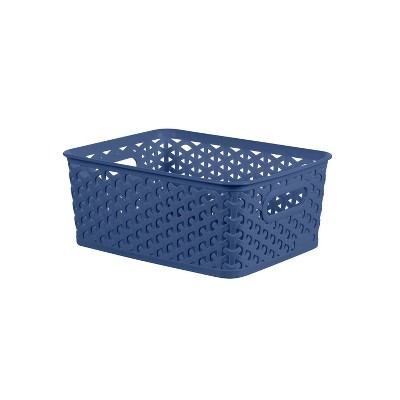 at Home Blush Pink Y-Weave Storage Basket, Small