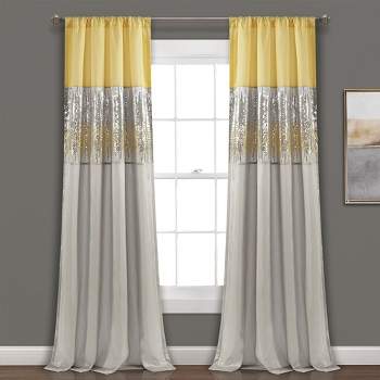 Home Boutique Night Sky Window Curtain Panel Single Yellow/Gray 42X84