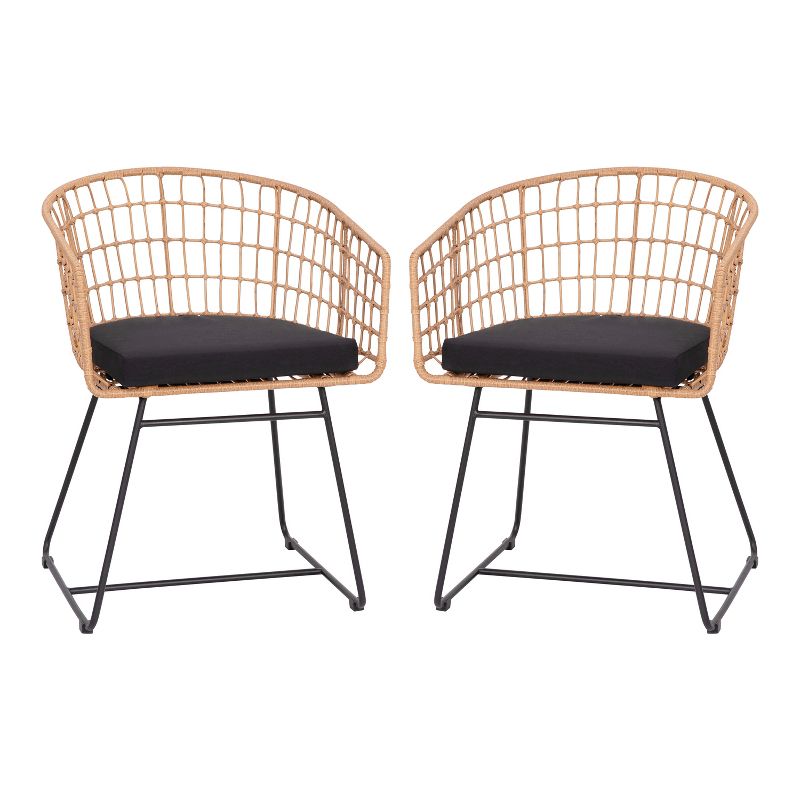 Emma and Oliver Set of Two All-Weather Faux Rattan Rope Chairs with Padded Cushions for Indoor and Outdoor Use, 1 of 12