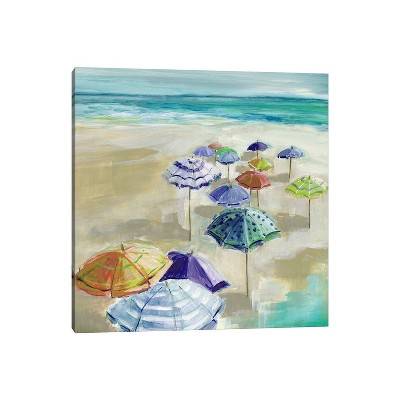 iCanvas Umbrella Beach I Cool by Carol Robinson Canvas Print Wall Art