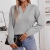 Women's Pullover Sweater V-Neck Long Sleeve Solid Color Knitted Sweater Soft Comfortable Casual Top - 4 of 4