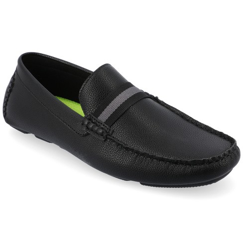 Men's stylish loafers shoes black faux leather