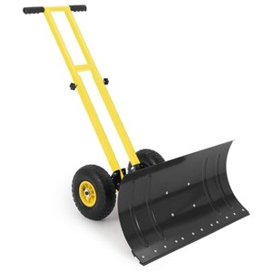 Heavy-Duty Rolling Snow Shovel, 29" Blade, 3-Size Metal Blade & Adjustable Handle, with Wheels for Driveway and Sidewalk - 1 of 4