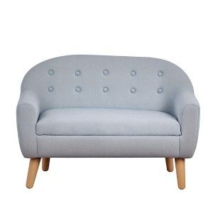 2-Seat Kids Sofa, Toddler Sofa Couch, Linen-Like Fabric & Wood Frame Sofa Chair for Ages 3-7, 11" High Seat - 1 of 4