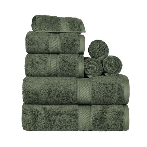 Solid Luxury Premium Cotton 800 GSM Highly Absorbent 6 Piece Bathroom Towel  Set, Forest Green by Blue Nile Mills