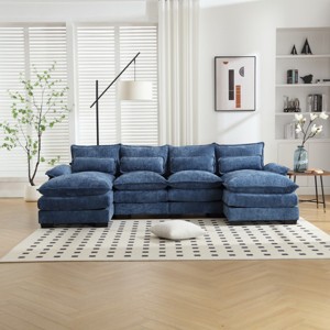 U-shaped Sectional Couch,High Quality Sponge Filling,Solid Wood Frame, Oversized Four-Seater Sofa-Maison Boucle - 1 of 4