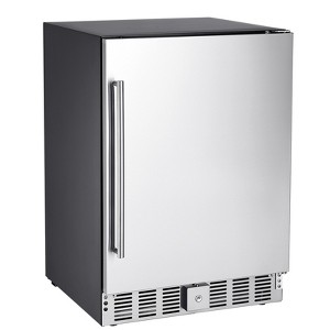 VEVOR 24-Inch Indoor/Outdoor Beverage Refrigerator, 150 QT Freestanding or Undercounter Beverage Fridge, 180 Cans Built-in Beer Fridge, Black&Silver - 1 of 4