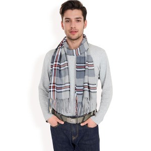 anna-Kaci Men's Classic Plaid Patterned Scarf with Fringed Edges Soft Lightweight Winter Accessory for Timeless Style - 1 of 4