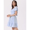 Allegra K Women's Smocked Summer Casual Bow Tie Back Ruffle A-Line Dress - 4 of 4