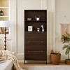 Vynxaria Dark Brown Flip Drawer Shoe Cabinet with Open Shelves - 2 of 4