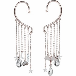 Boho Sun Moon Star Cuff Earrings – Non-Piercing Wrap Hook Ear Tassel Jewelry for Women - 1 of 2