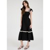 August Sky Women's Contrast Wavy Trim Smocked Midi Dress - 3 of 4