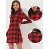 Allegra K Women's Contrast Collar Cat Face Printed Long Sleeve Swing Flare Mini Dress - 2 of 4