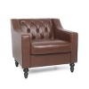 CAVINAS PU Leather Accent Chair with Button Tufted Backrest and Birch Legs,Upholstered Living Room Chairs,Reading Chairs for Living Room - 2 of 4