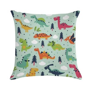 Cute Dinosaur Pillow Covers 18x18 Decorative Throw Pillows Soft Square Cushion Covers for Couch Sofa Bedroom - 1 of 1