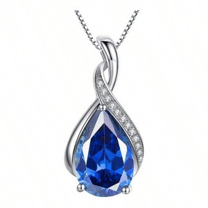 Classic Pendant Necklace with Pear Cut Simulated Ruby, Sapphire, Birthstone Gift for Women - 1 of 4
