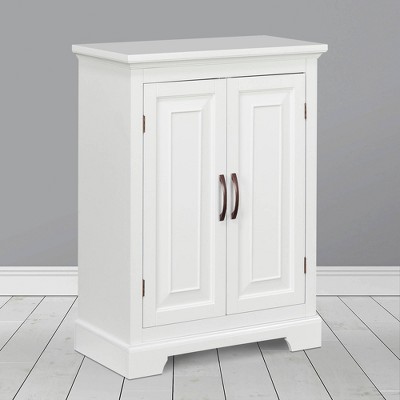 Storage Cabinet With Double Doors – Freestanding Kitchen, Laundry Room, Or  Restroom Organizer With Cupboard And Open Shelf By Lavish Home (white) :  Target