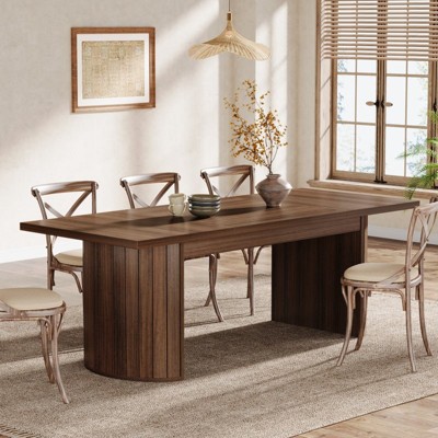 78.74" Walnut Brown Reclaimed Wood Farmhouse Dining Table