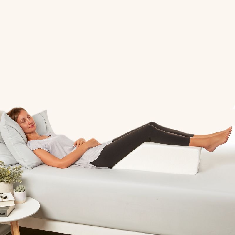 Zen Bamboo Leg Elevation Wedge Pillows for Sleeping, 17" x 7" x 7", White, 4 of 5
