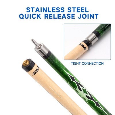 58" Green Canadian Maple 2-Piece Billiard Pool Cue Stick