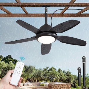 Arceso 42" Modern Outdoor Ceiling Fan with Light and Remote Control 6-Speed DC Motor, 3 Color Temperatures, Weather-Resistant for Outdoor, Black - 1 of 4