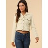 INSPIRE CHIC Women's Casual Faux Suede Notched Collar Button Up Cropped Jacket with Pockets - 3 of 4