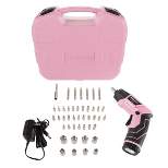 Fleming Supply Pivoting Cordless Power Tool Set - 45 Pieces, Including Screwdrivers, Bits, Sockets, and Case - Pink and Black