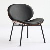 Black Mid-Century Modern Shell Chair Single Side Chair Tripod Black Leather Lounge Chair - 4 of 4
