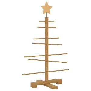 vidaXL Wooden Christmas Tree with Stand Brown 29.5" bamboo - 1 of 4