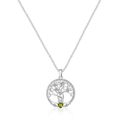 Molenia Tree of Life Necklace for Women, 925 Sterling Silver Birthstone Family Tree of Life Pendant Birthday Gifts